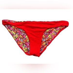 MAAJI red ribbed reversible floral hipster bikini swim bottom size medium